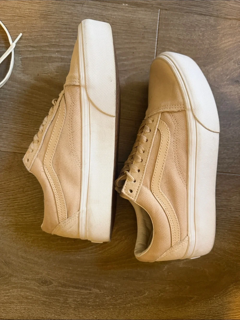 Women's Vans in Beige. Like new. Womens 8.5/ men's 7